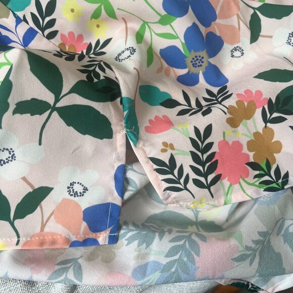 Eloquii Shoulder Tie Pastel Multi Color Floral Blouse with Long Sleeves Size 16 - Picture 7 of 10